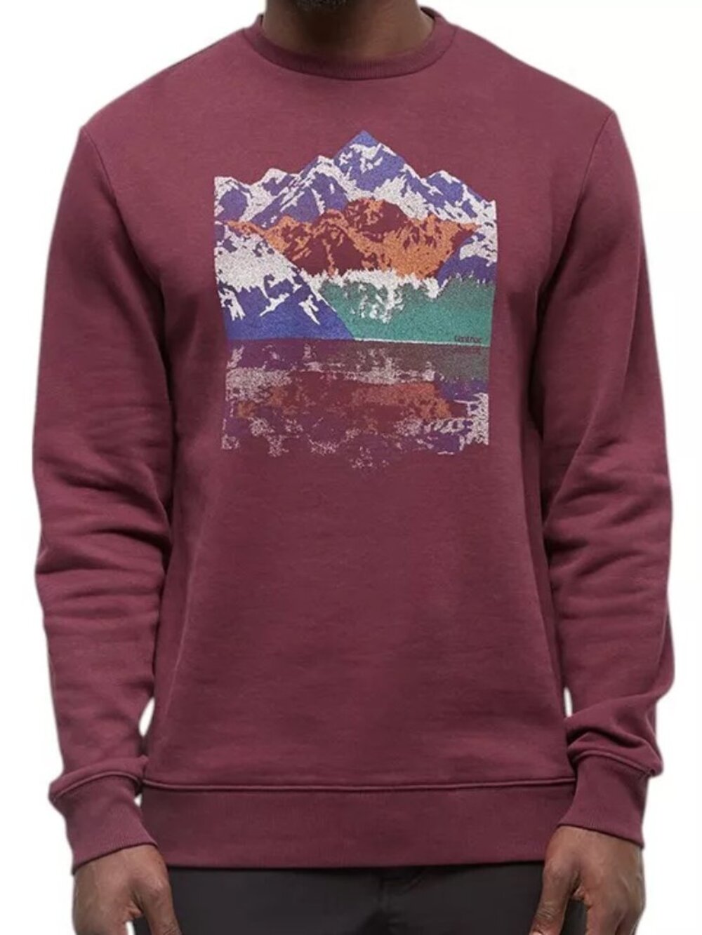 tentree Men's Summit Reflection Crew - Color: Deep Burgundy/Seaport
